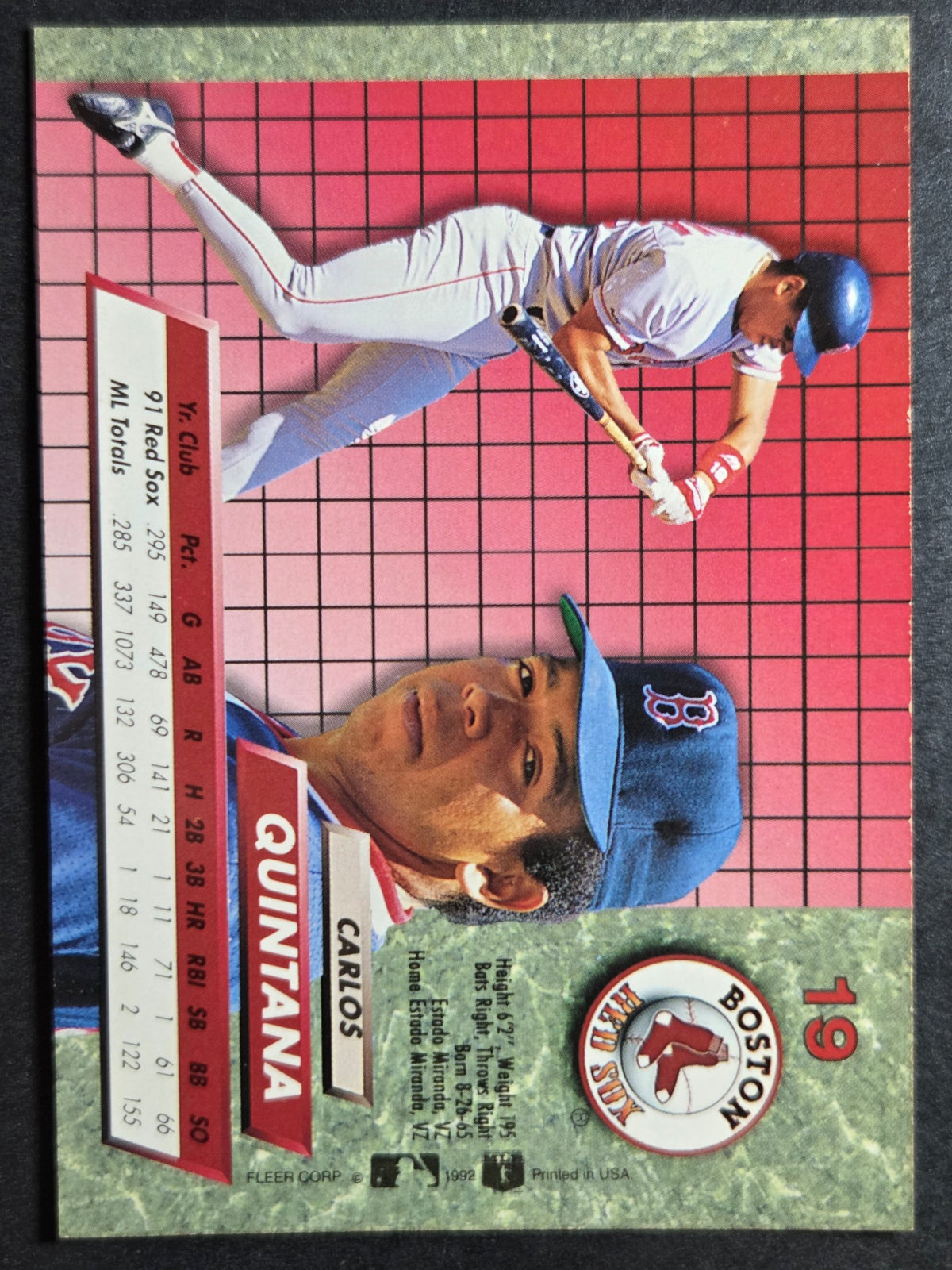 1992 Ultra Carlos Quintana #19 Red Sox Excellent