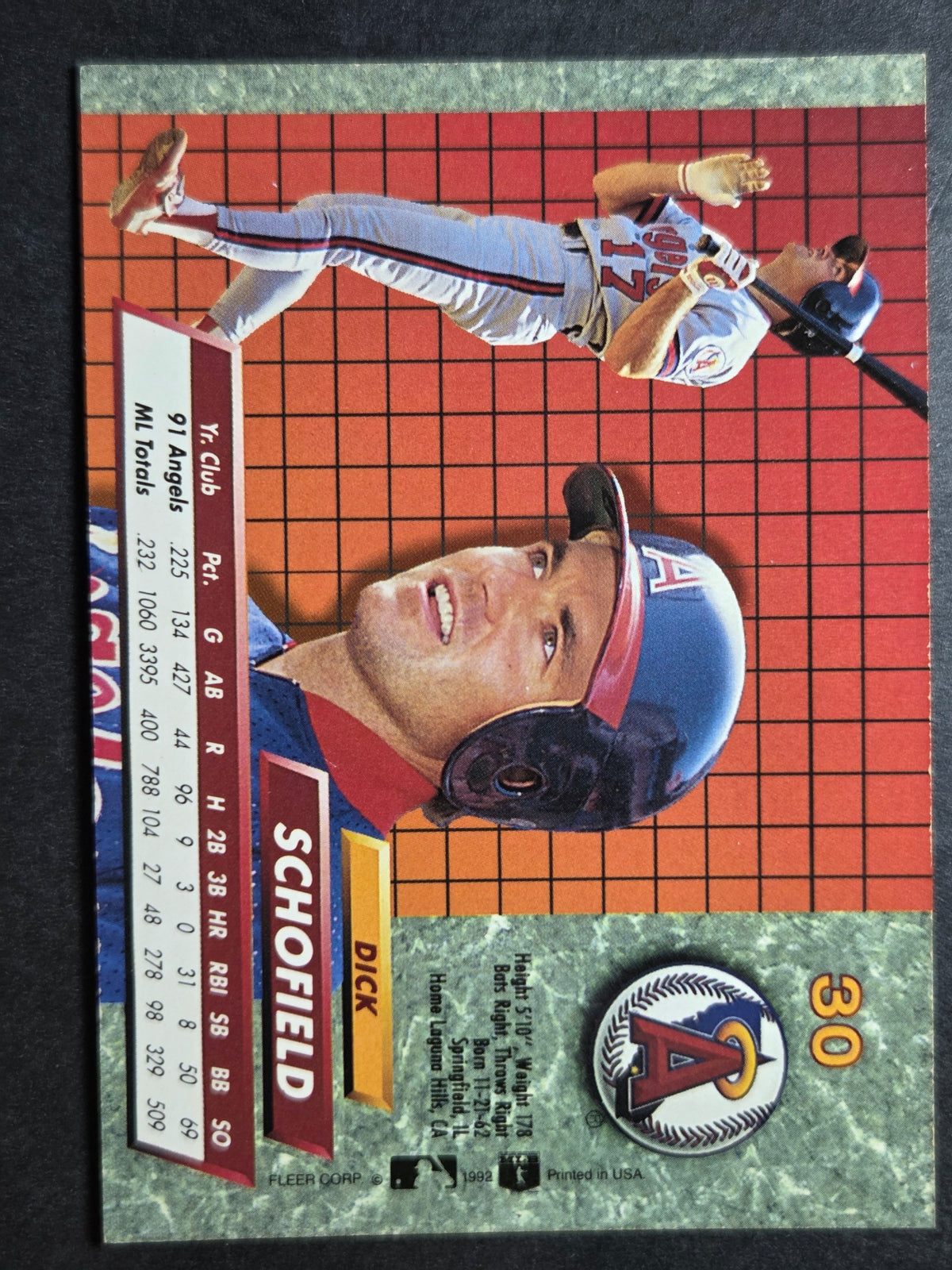 1992 Ultra Dick Schofield #30 Angels Excellent