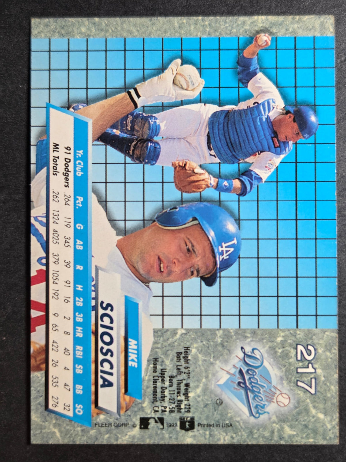 1992 Ultra Mike Scioscia #217 Dodgers Excellent