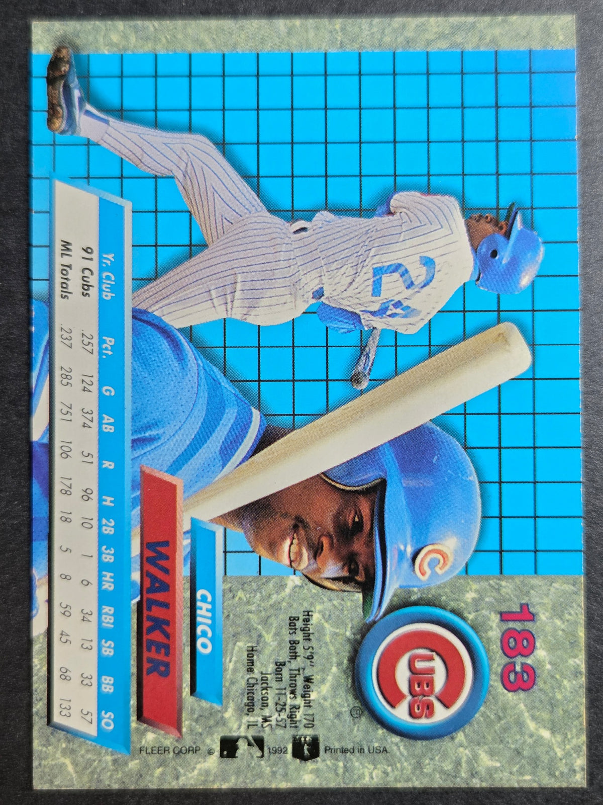 1992 Ultra Chico Walker #183 Cubs Excellent