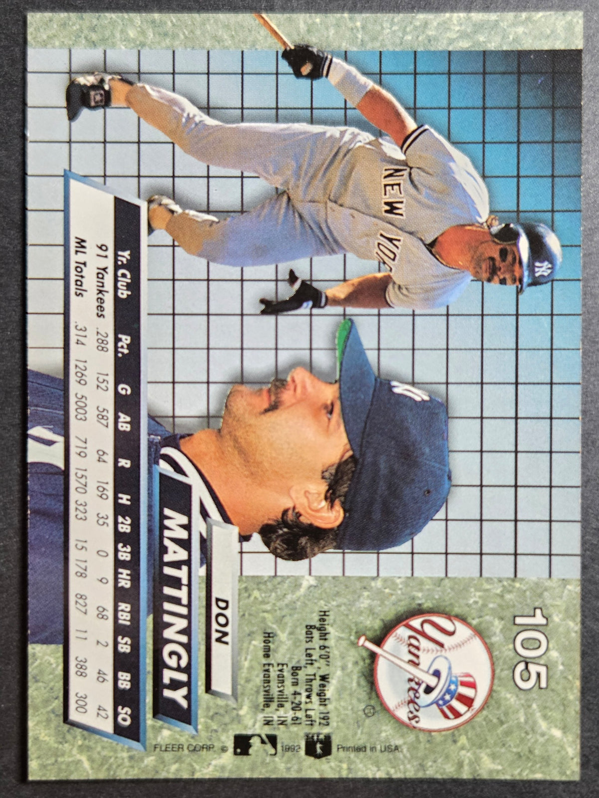 1992 Ultra Don Mattingly #105 Yankees Excellent