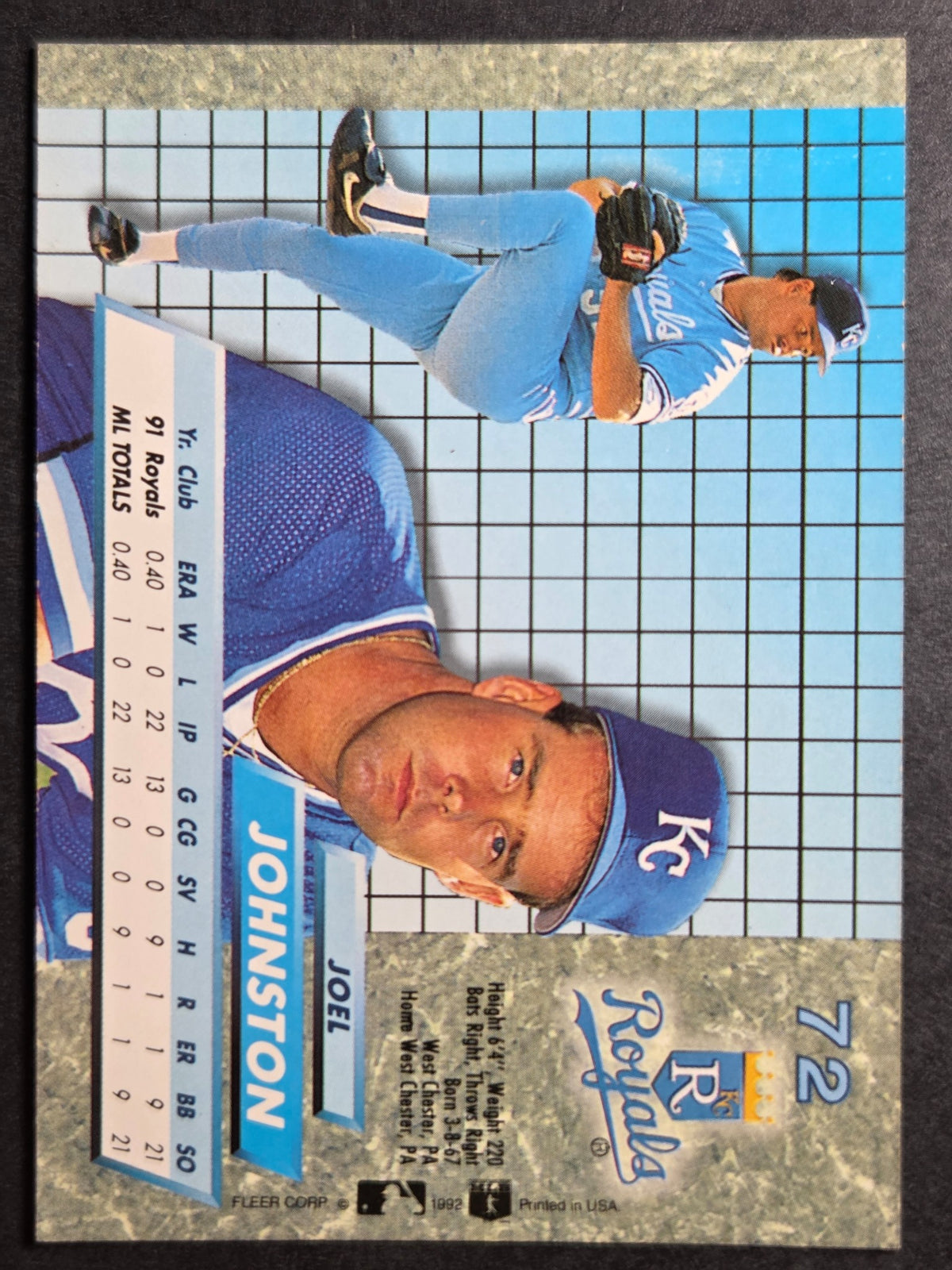 1992 Ultra Joel Johnston #72 Royals Excellent