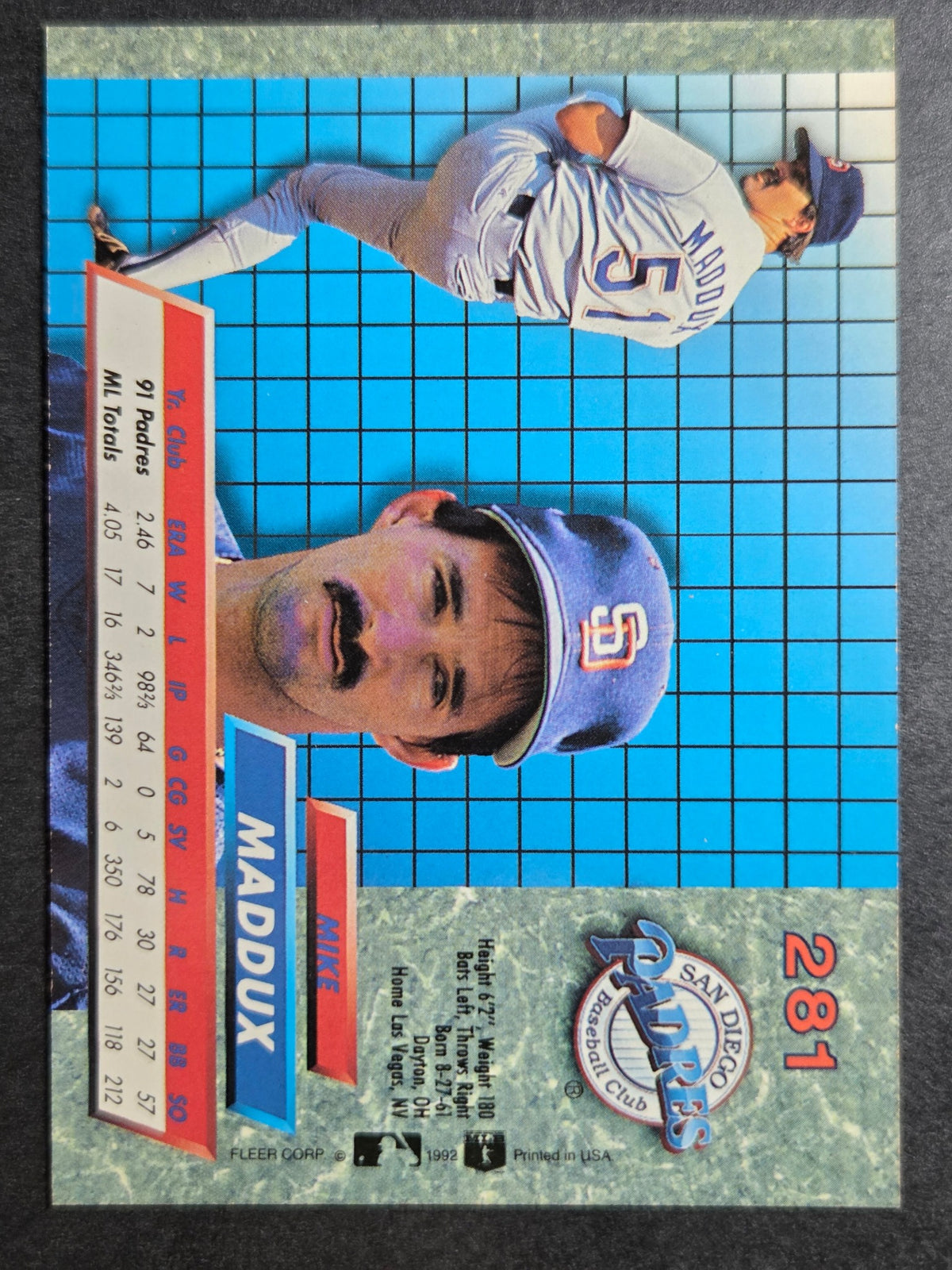 1992 Ultra Mike Maddux #281 Padres Excellent
