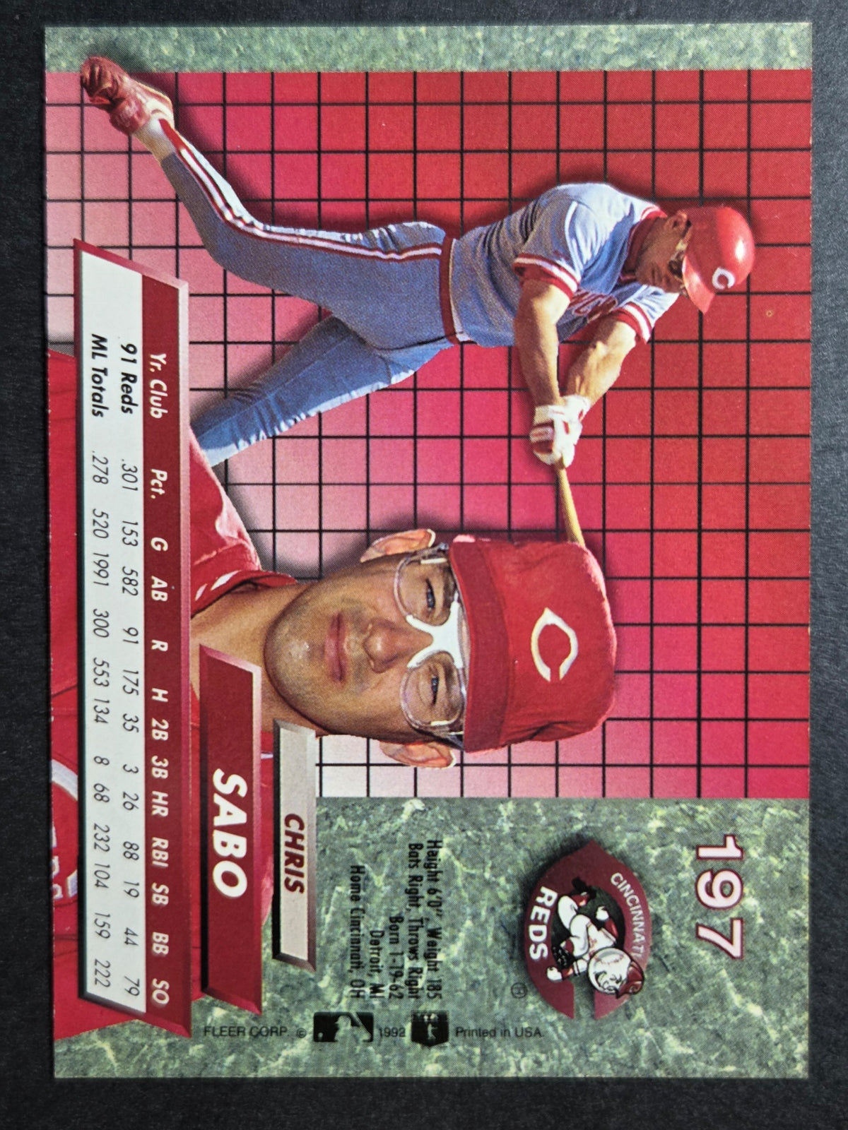 1992 Ultra Chris Sabo #197 Reds Excellent
