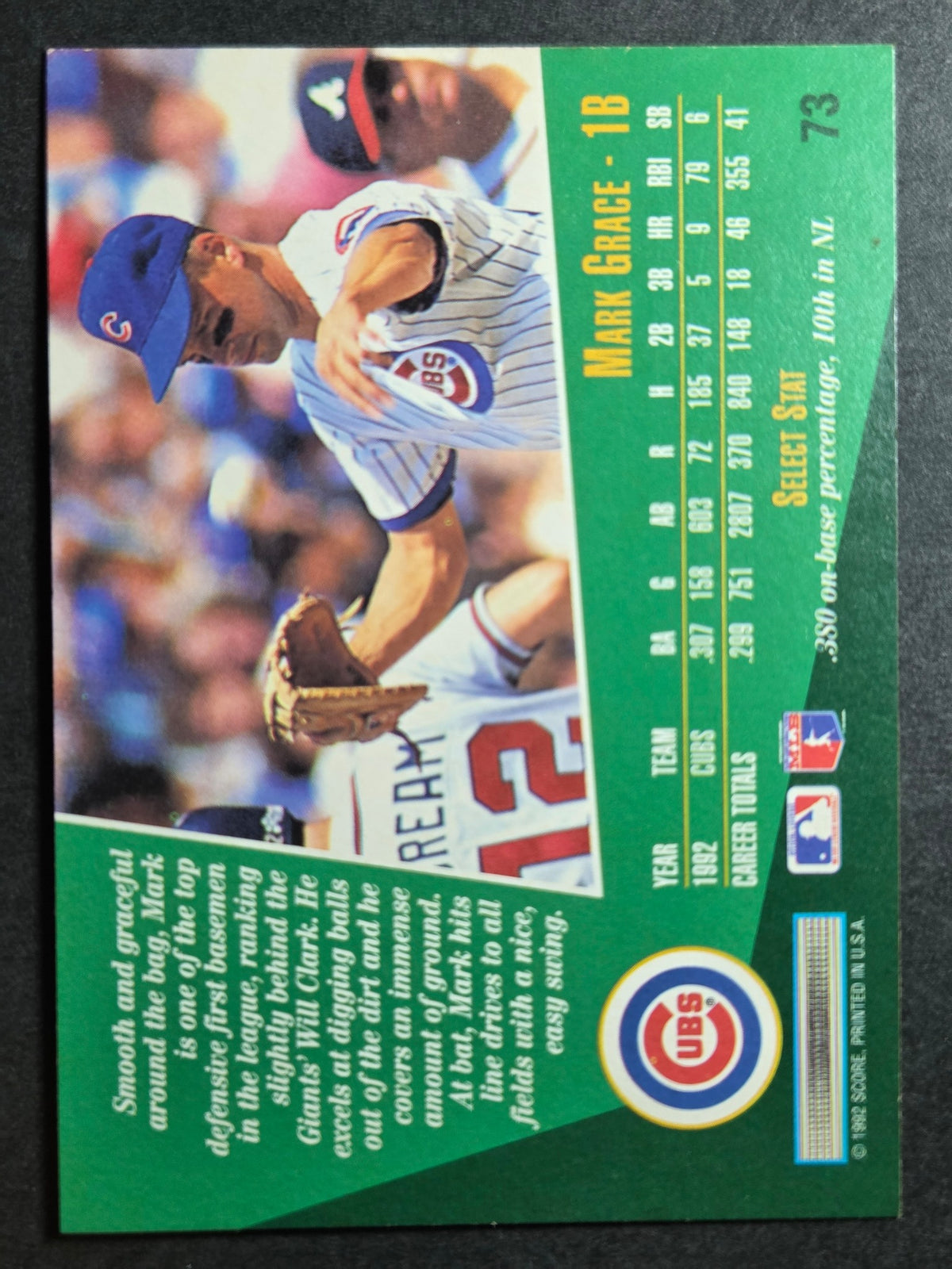 1993 Select Mark Grace #73 Chicago Cubs Excellent