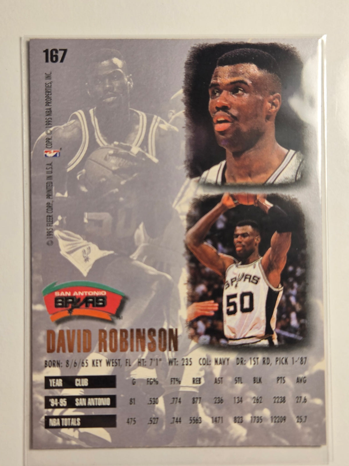 1995-96 Ultra David Robinson #167 Spurs Near Mint or Better