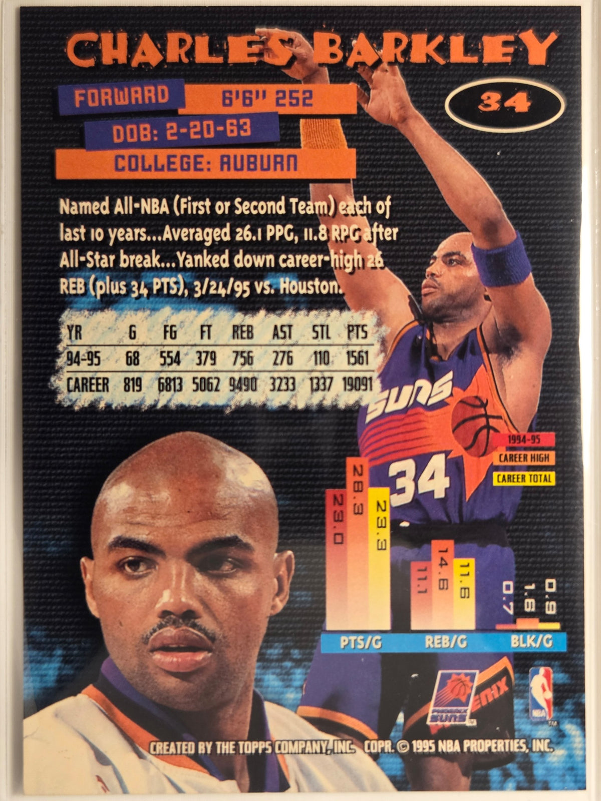 1995-96 Stadium Club Charles Barkley #34 Suns Excellent