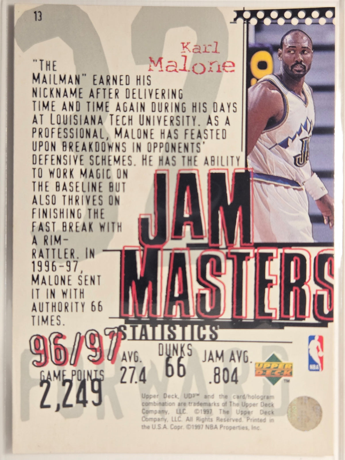 1997-98 Upper Deck UD3 Karl Malone #13 Utah Jazz Excellent