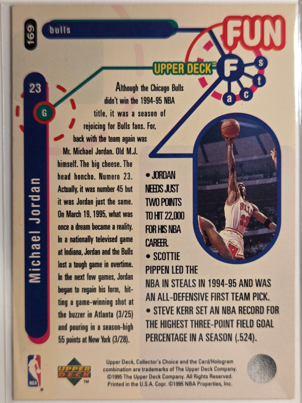 1995-96 Collector's Choice Michael Jordan #169 Bulls Excellent