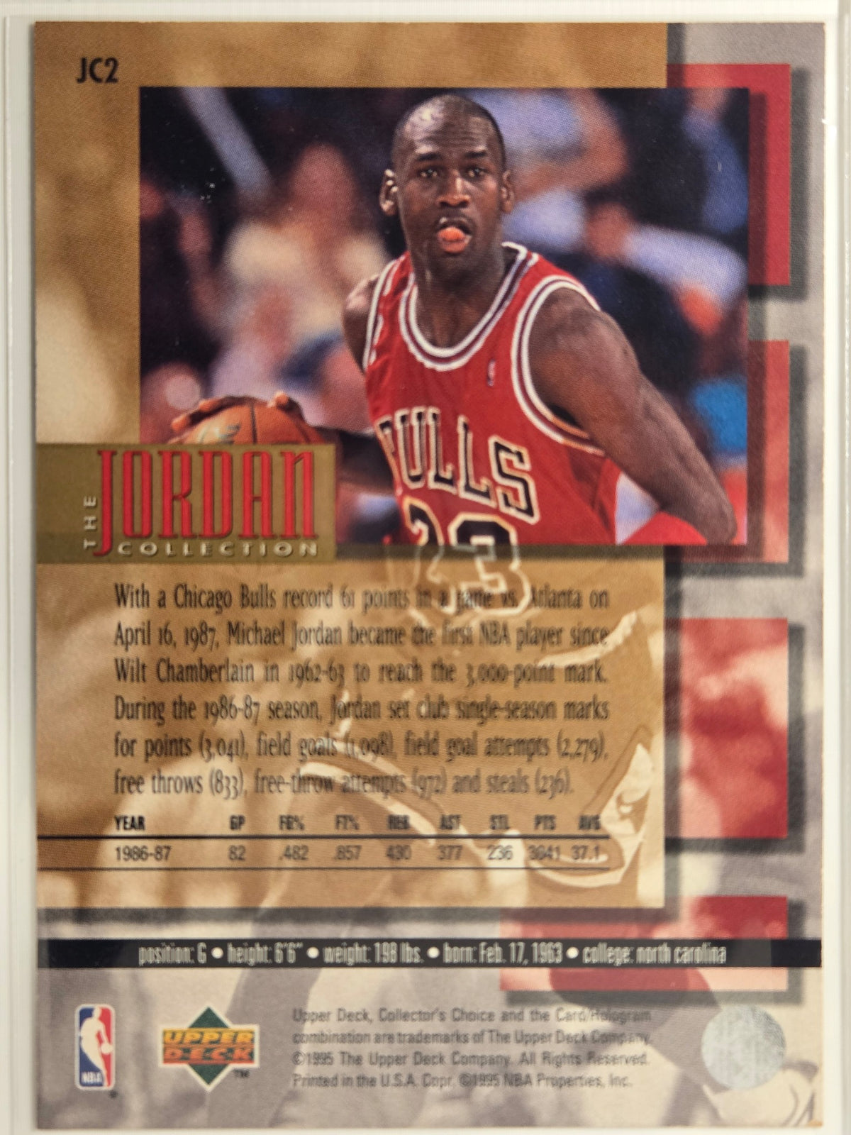 1995-96 Collector's Choice Michael Jordan #JC2 Jordan Collection Bulls Excellent
