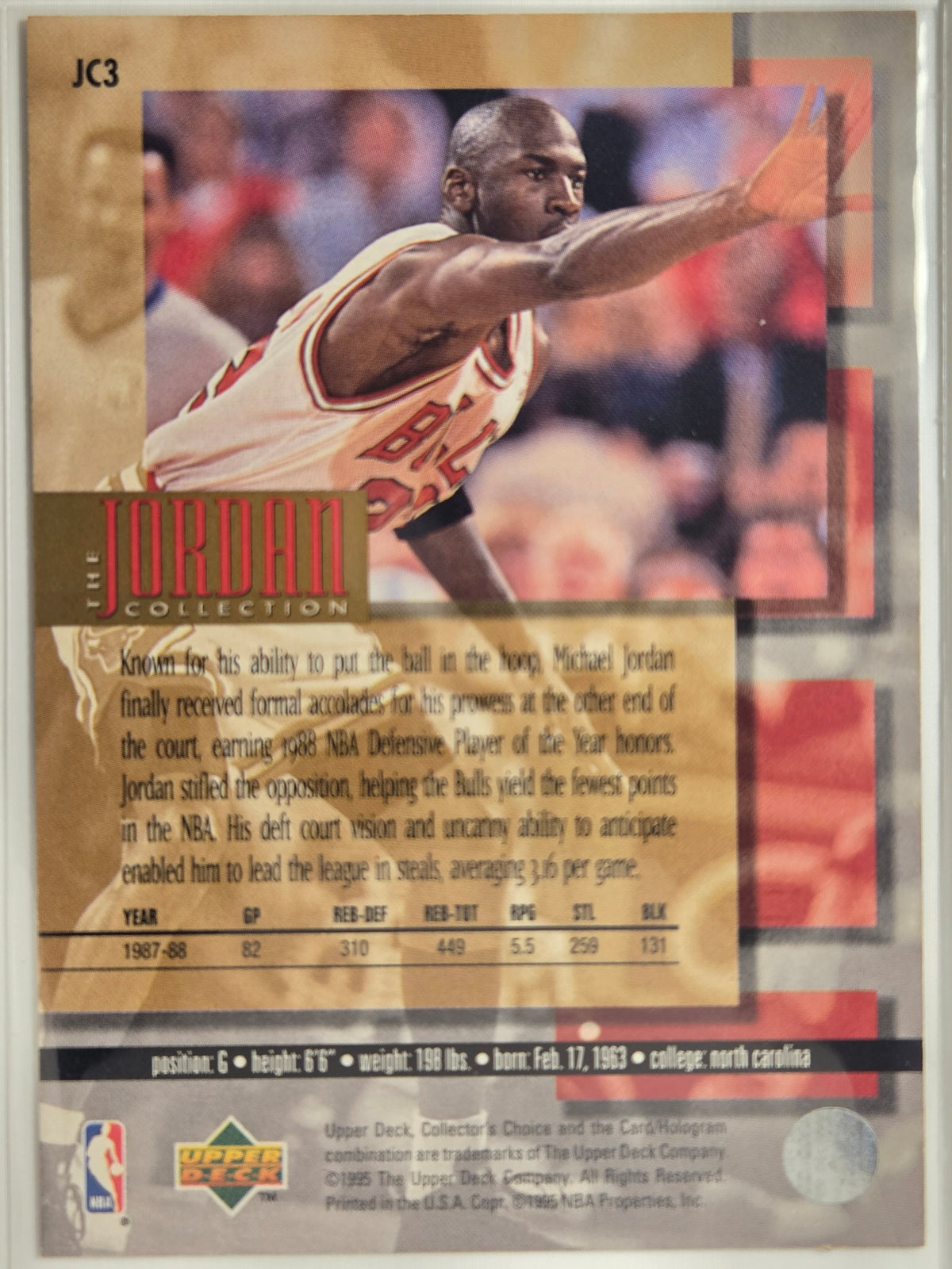 1995-96 Collector's Choice Michael Jordan #JC3 Jordan Collection Bulls Excellent