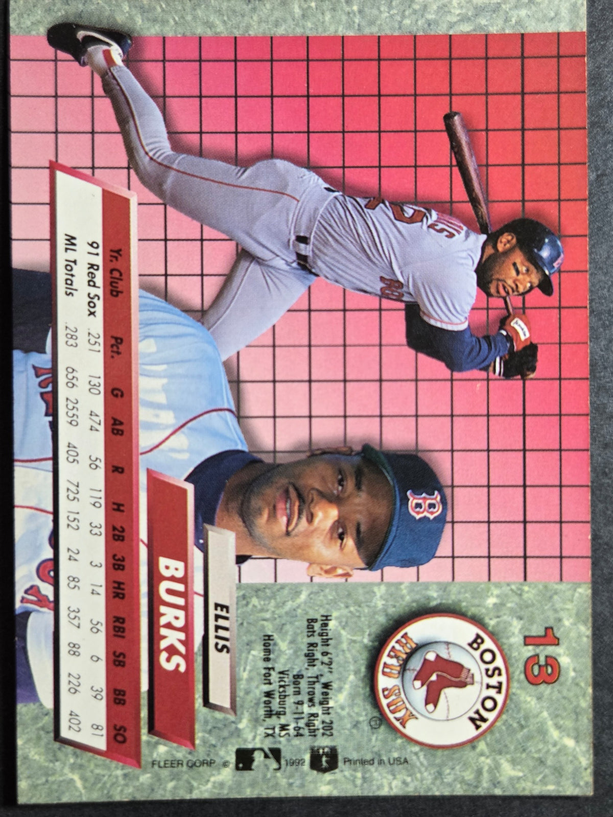 1992 Ultra Ellis Burks #13 Red Sox Excellent