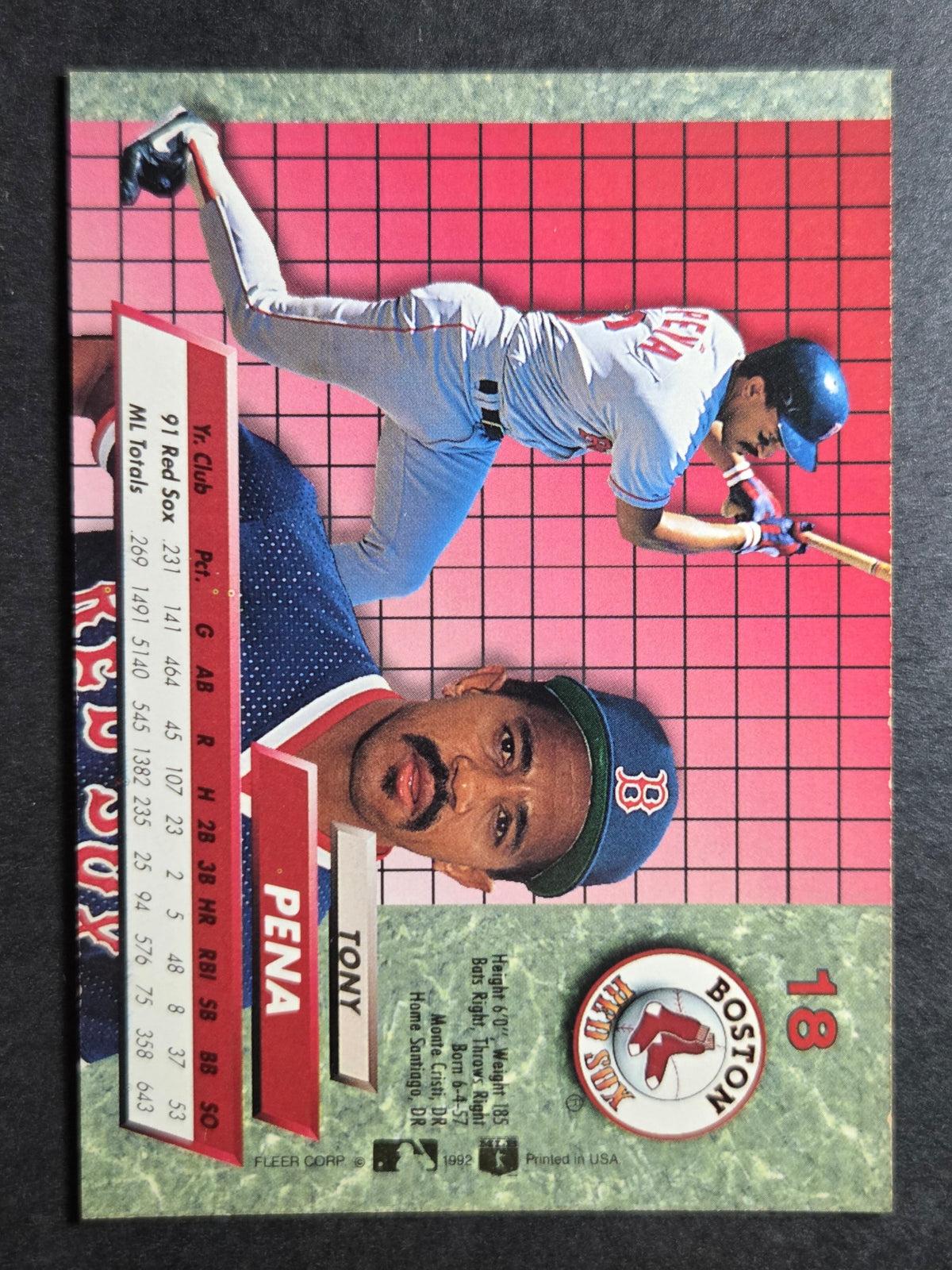 1992 Ultra Tony Pena #18 Red Sox Excellent