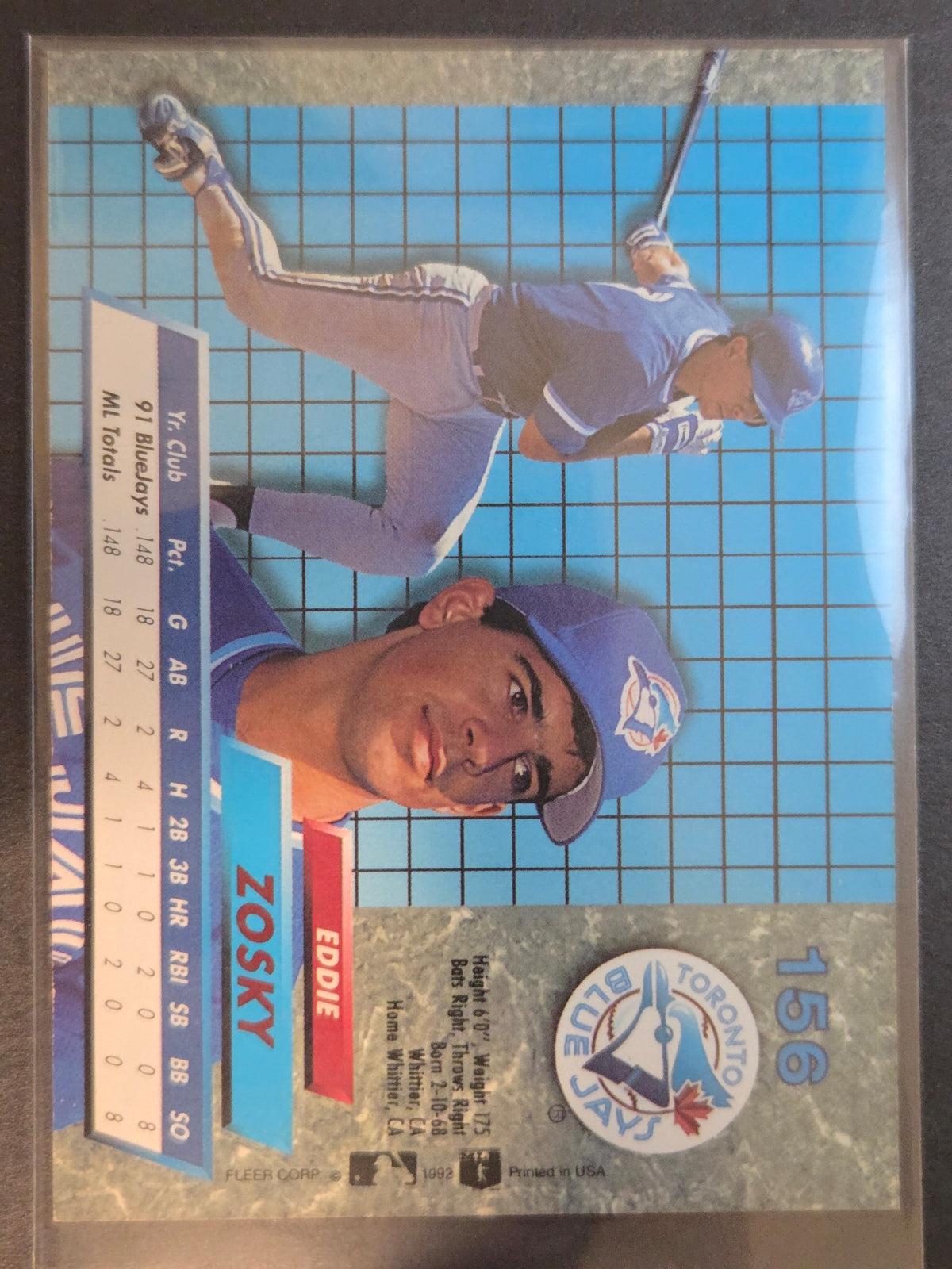 1992 Ultra Eddie Zosky #156 Blue Jays Excellent