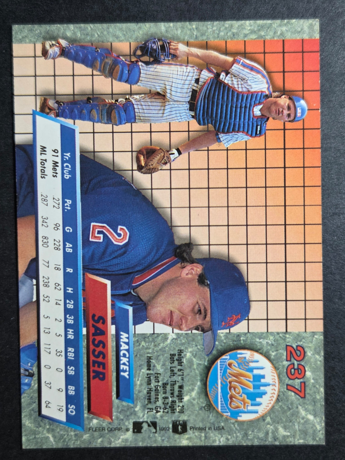 1992 Ultra Mackey Sasser #237 Mets Excellent