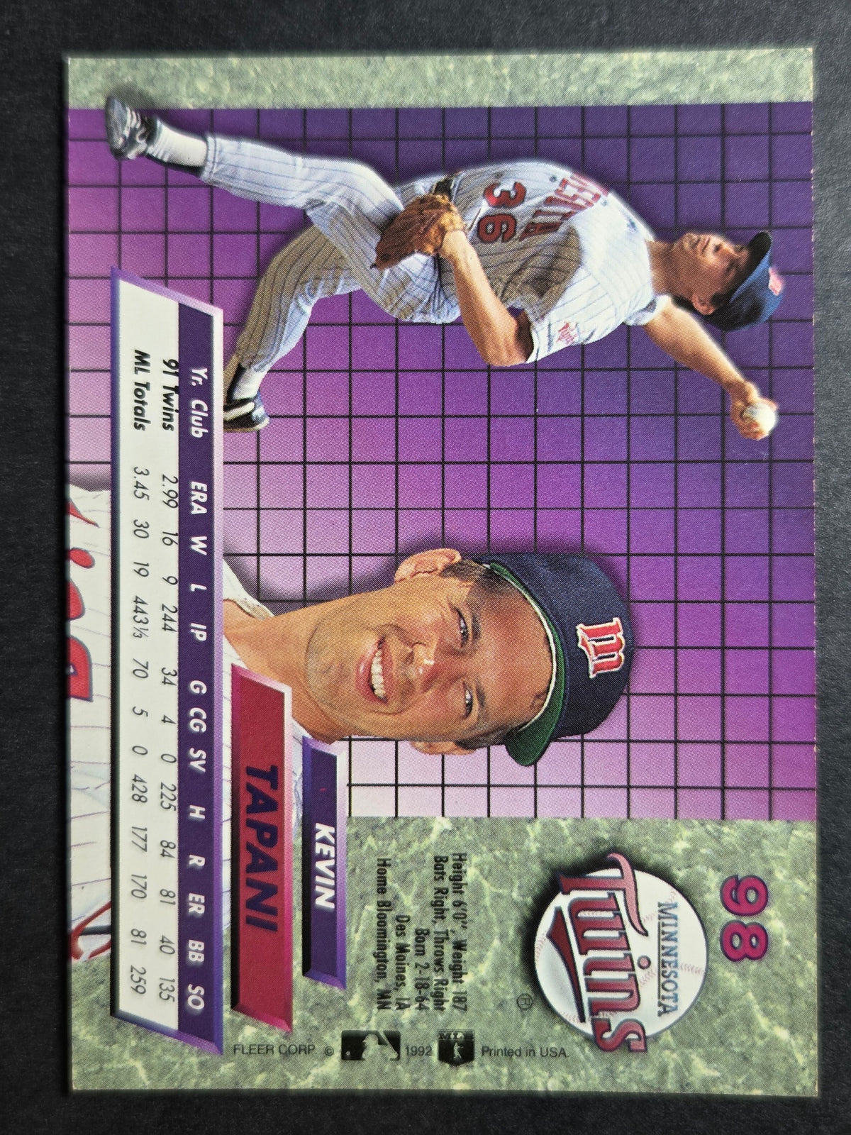 1992 Ultra Kevin Tapani #98 Twins Excellent