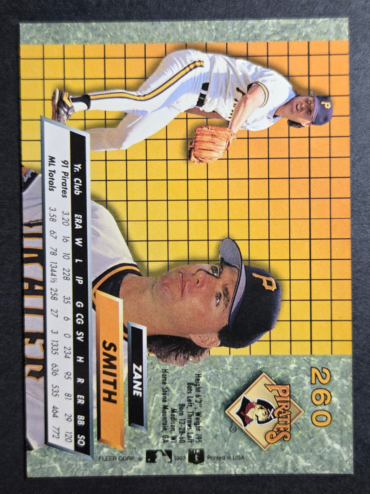 1992 Ultra Zane Smith #260 Pirates Excellent