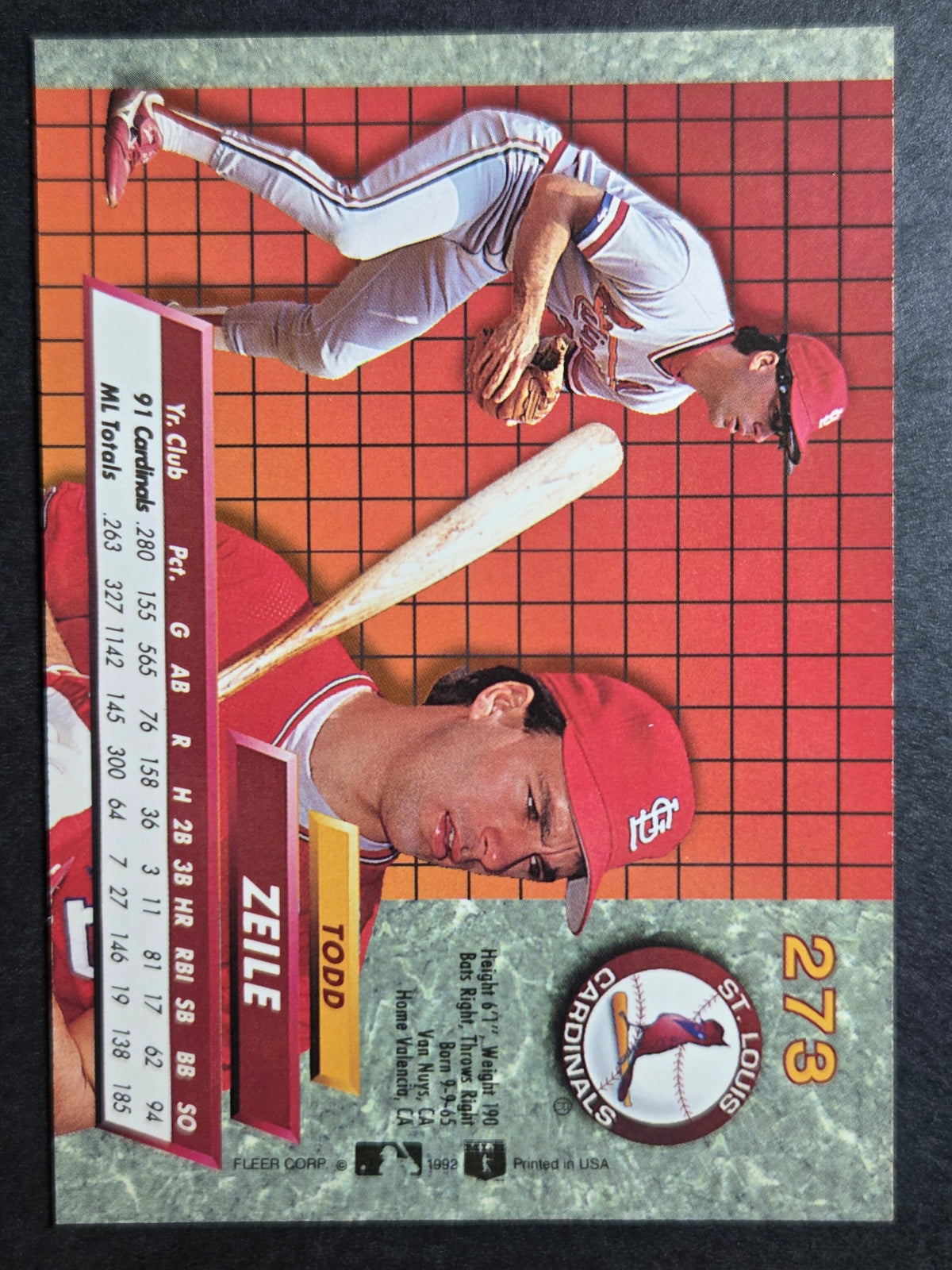 1992 Ultra Todd Zeile #273 Cardinals Excellent
