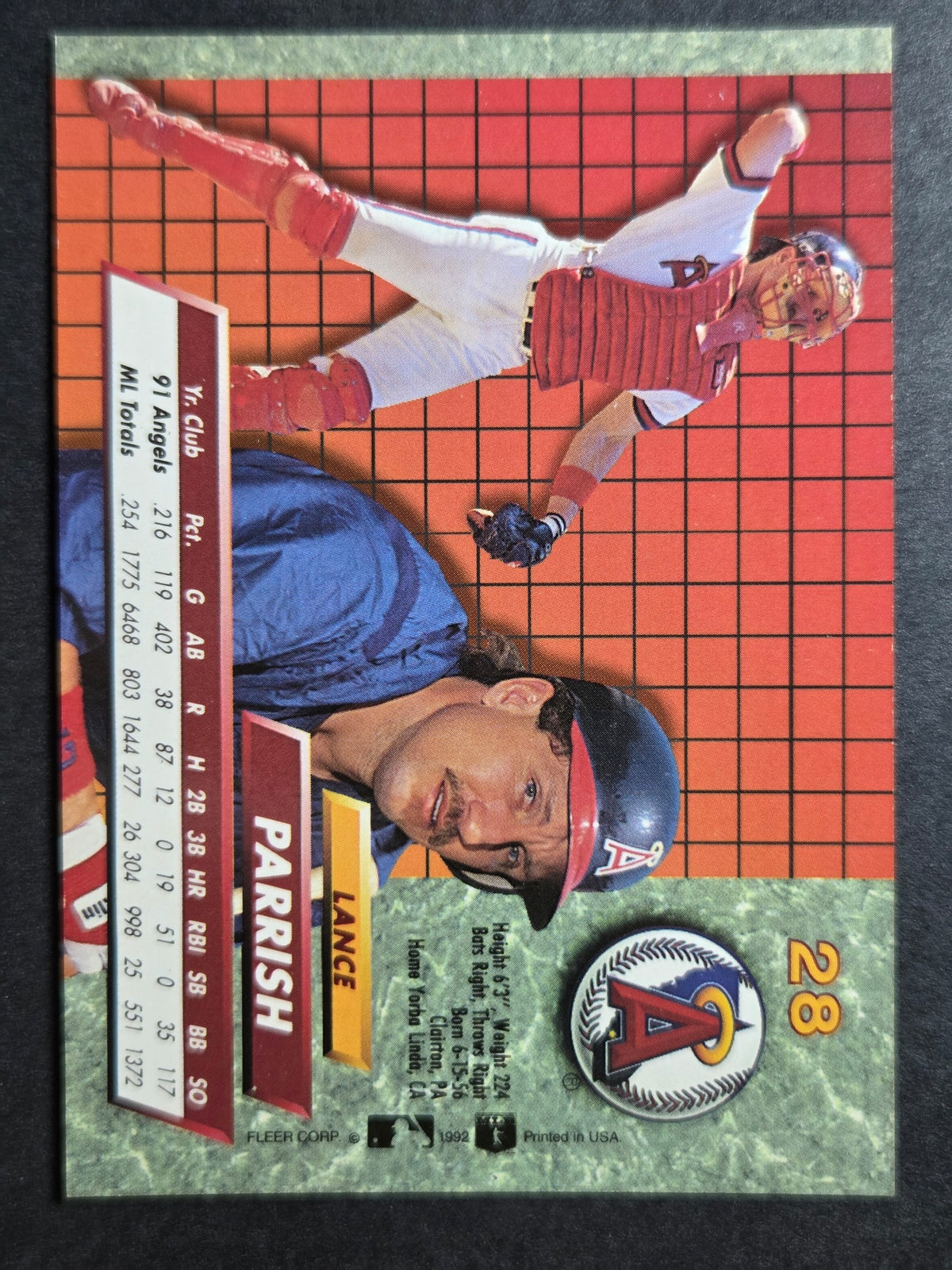 1992 Ultra Lance Parrish #28 Angels Excellent
