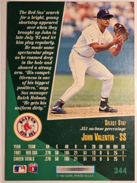 1993 Select John Valentin #344 Boston Red Sox Excellent
