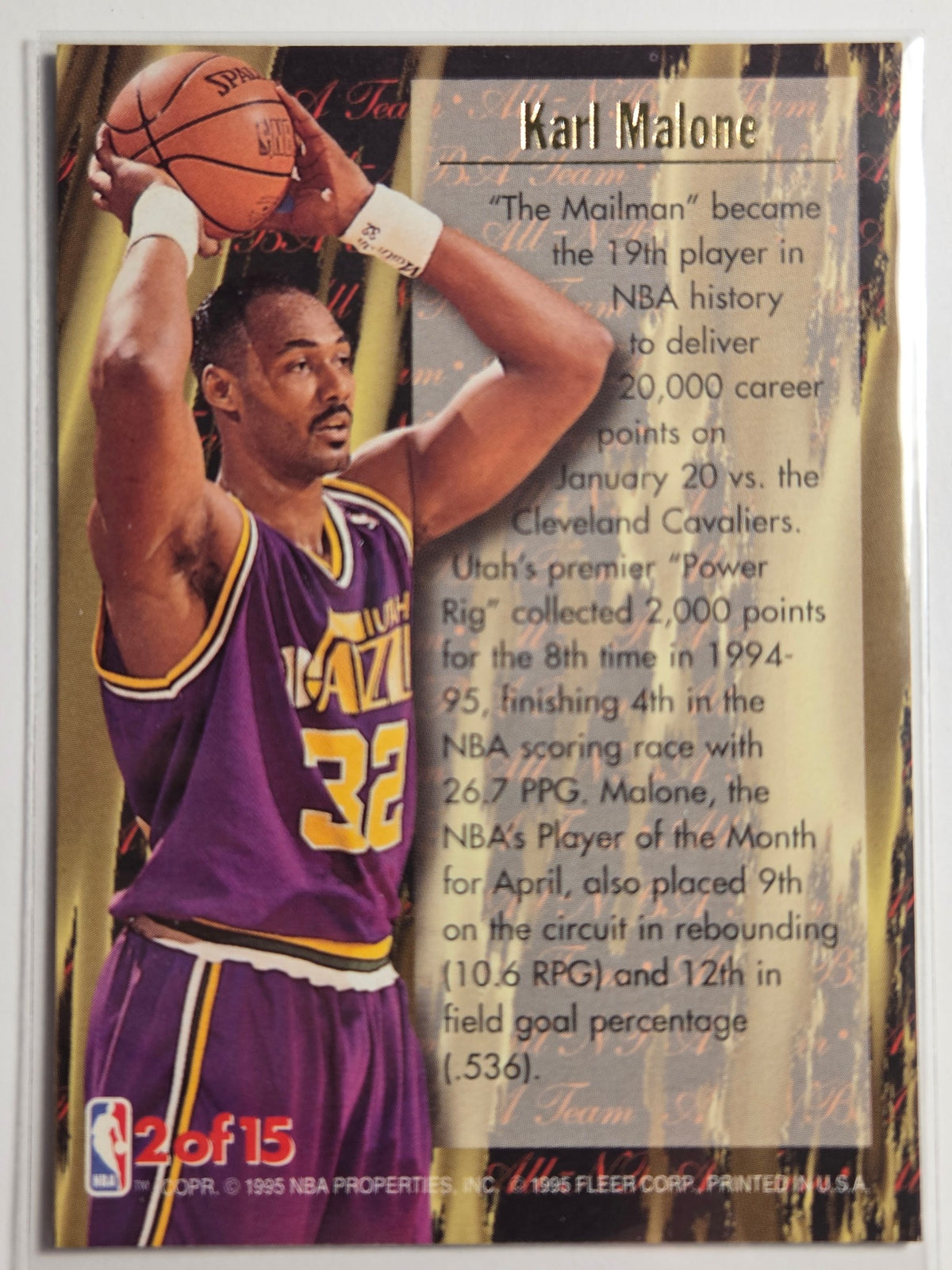 1995-96 Ultra Karl Malone #2 All-NBA Jazz Near Mint or Better