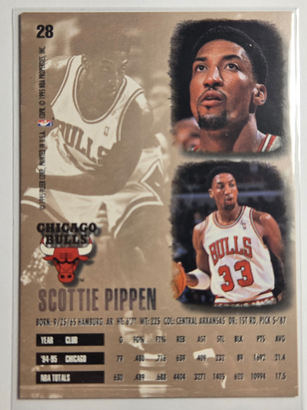 1995-96 Ultra Scottie Pippen #28 Bulls Near Mint or Better