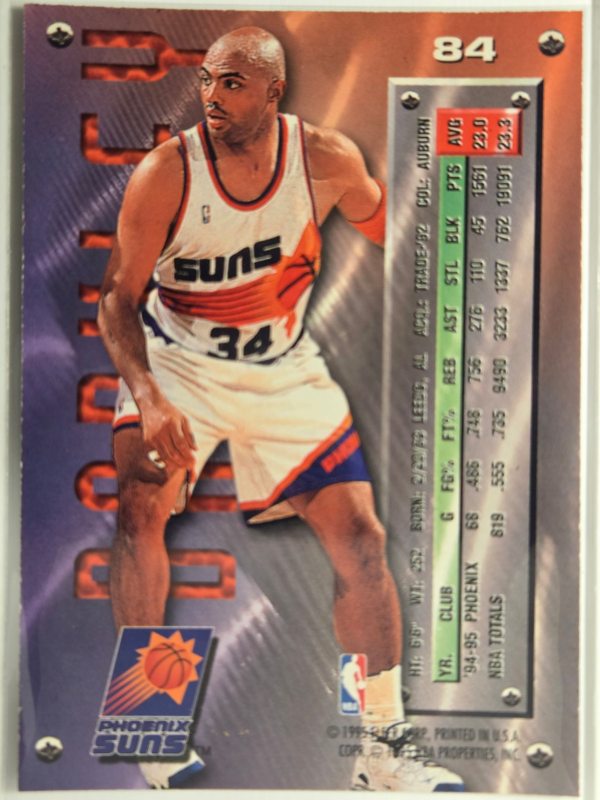 1995-96 Metal Charles Barkley n.º 84 Suns Excelente