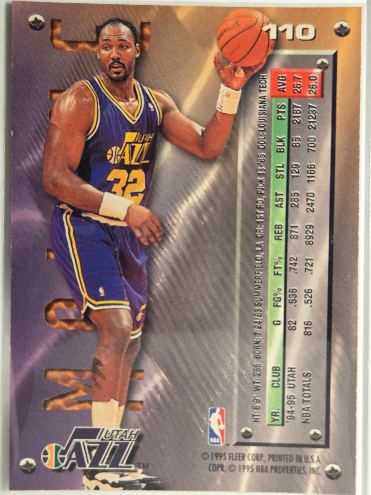 1995-96 Metal Karl Malone #110 Jazz Excelente