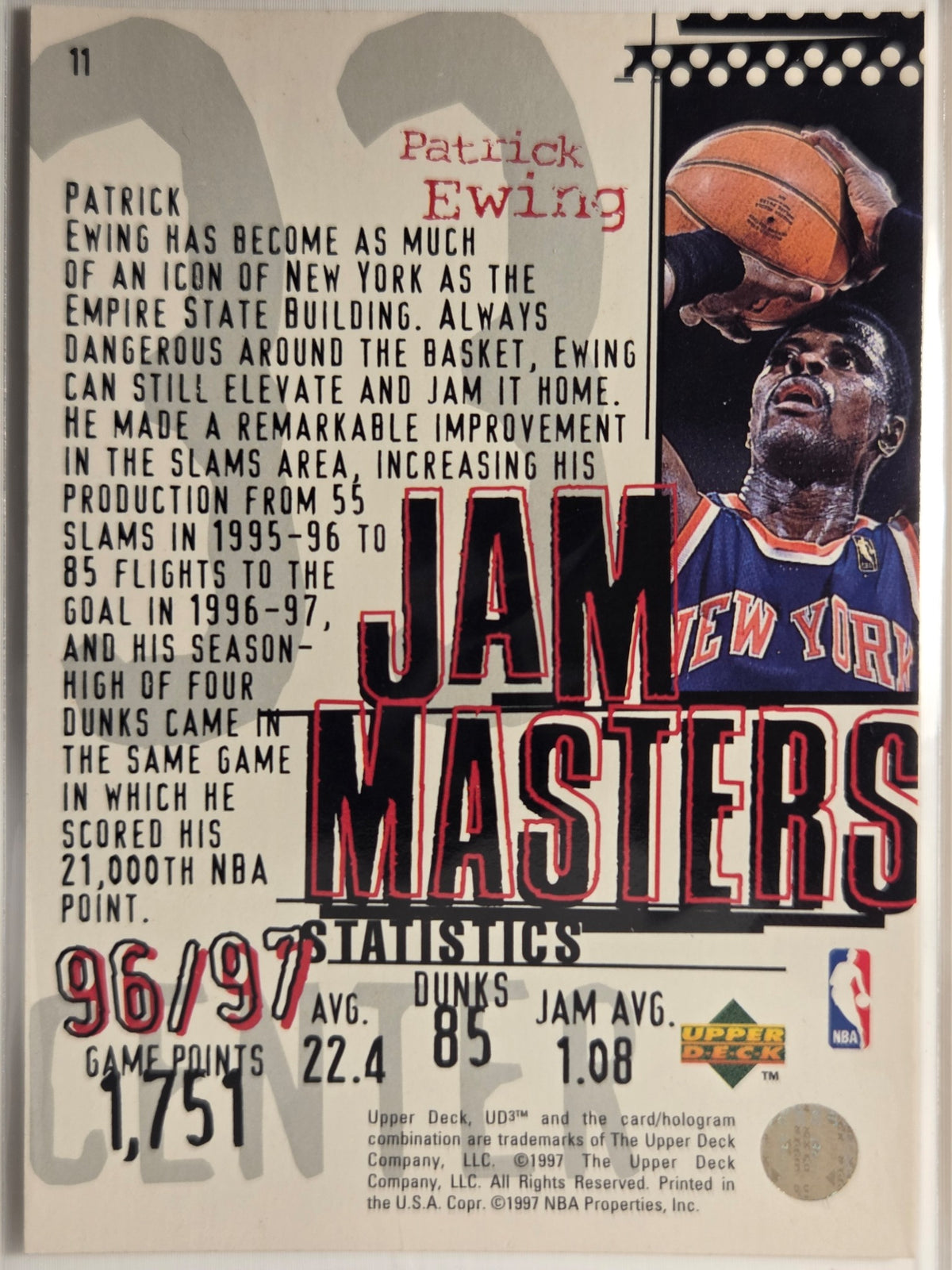 1997-98 Upper Deck UD3 Patrick Ewing #11 New York Knicks Excellent