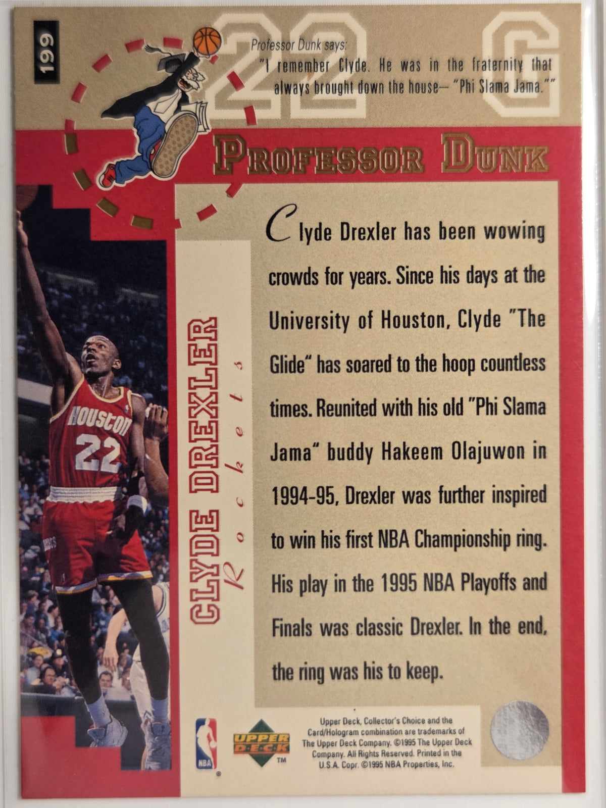 1995-96 Collector's Choice Clyde Drexler #199 Rockets Excellent