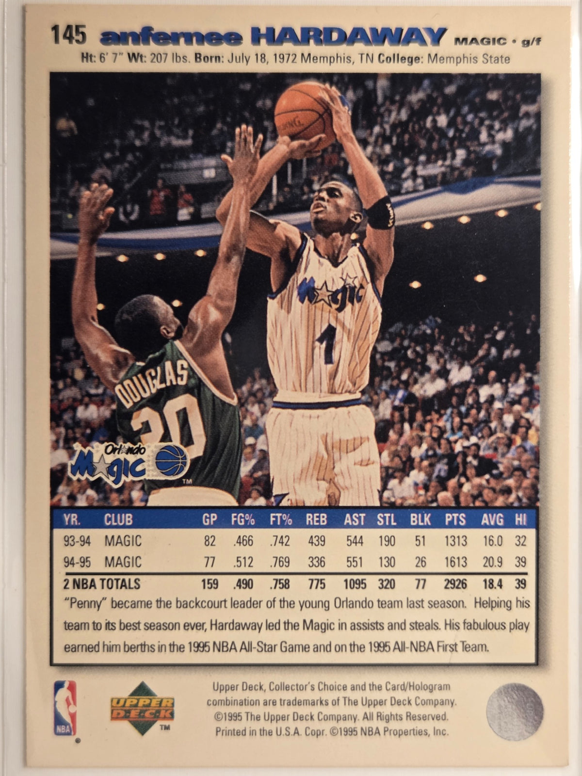 1995-96 Collector's Choice Anfernee Hardaway #145 Magic Excelente