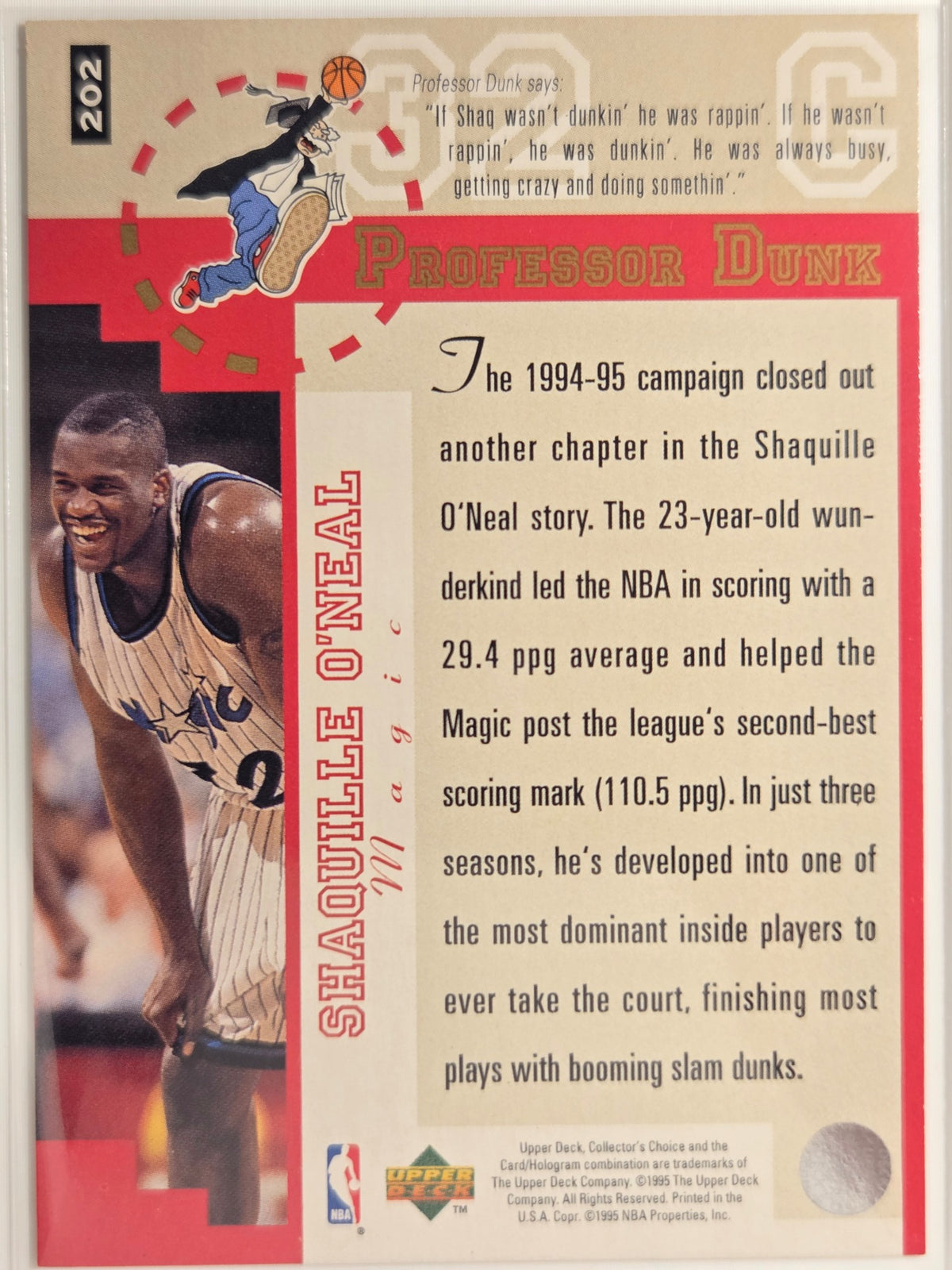 1995-96 Collector's Choice Shaquille O'Neal #202 Magic Excellent