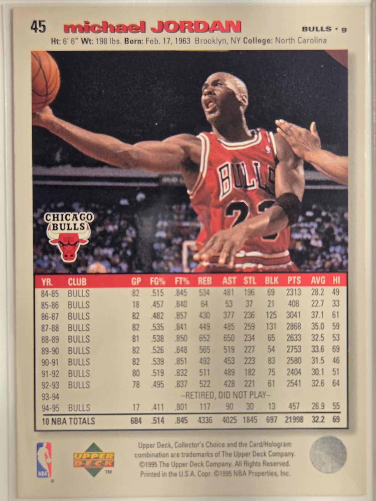 1995-96 Collector's Choice Michael Jordan #45 Bulls Excelente