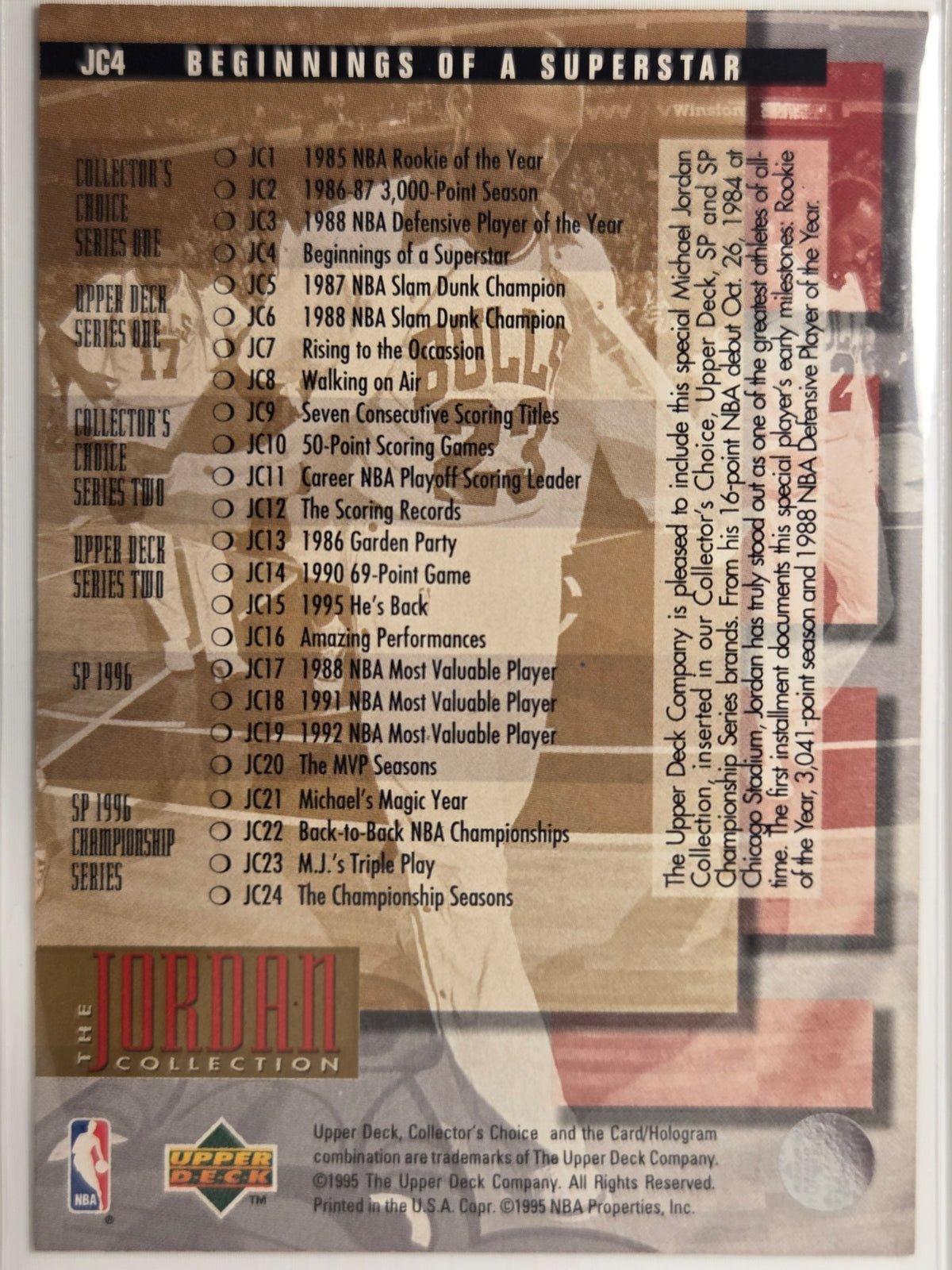 1995-96 Collector's Choice Michael Jordan #JC4 Jordan Collection Bulls Excellent
