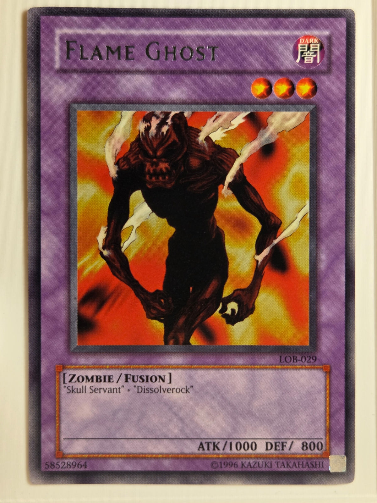 The Legend of Blue Eyes White Dragon Flame Ghost #LOB-029 Lightly played