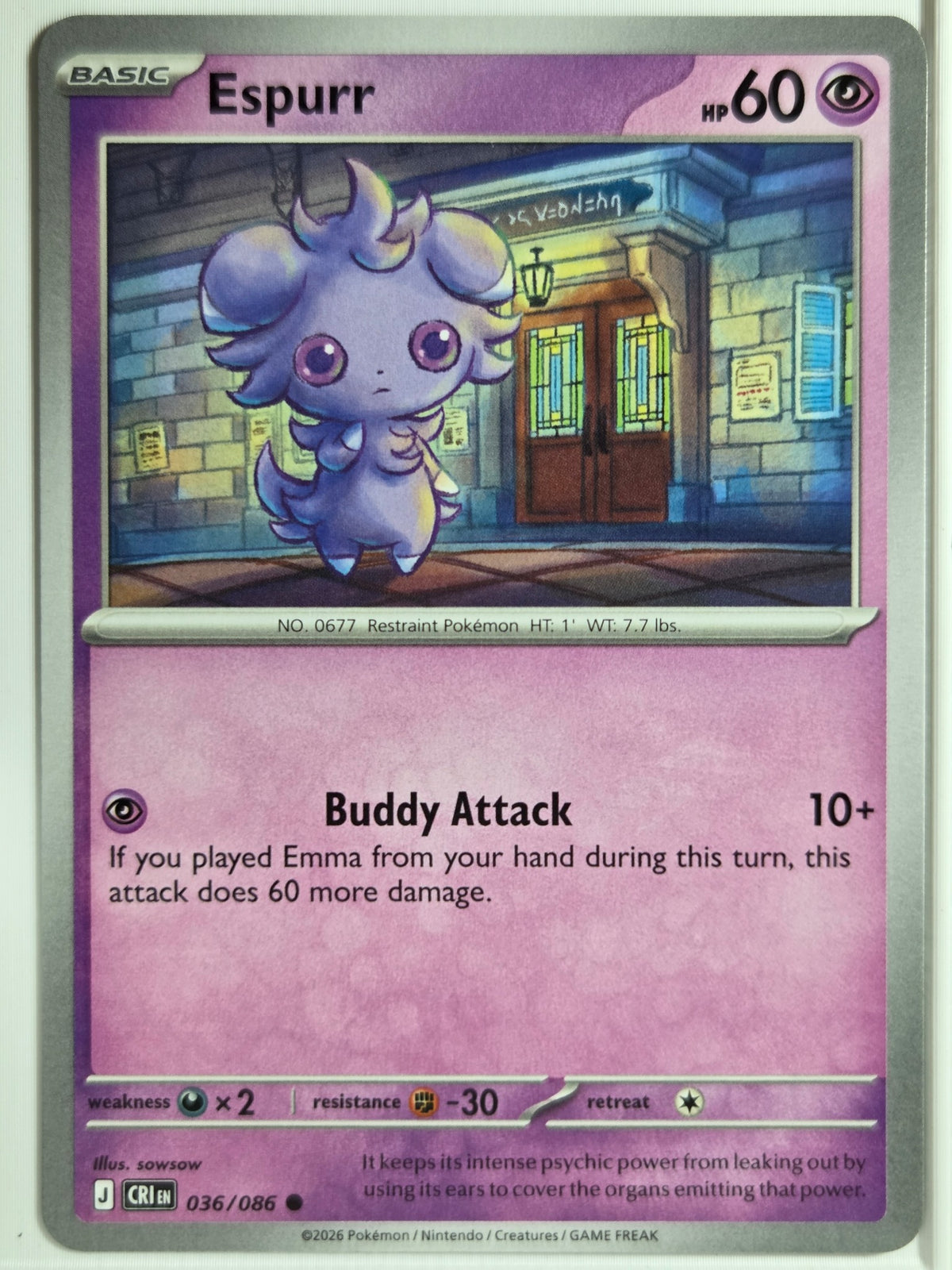 ME04: Chaos Rising Espurr #036/086 Near Mint or Better