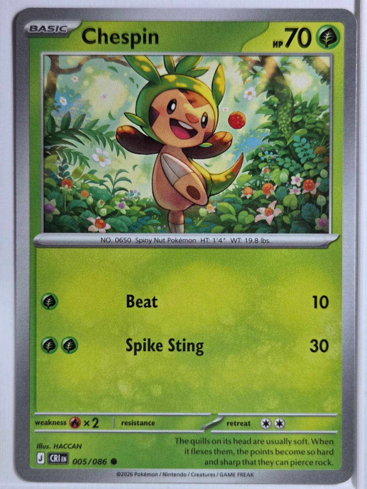 ME04: Chaos Rising Chespin #005/086 Near Mint o superior