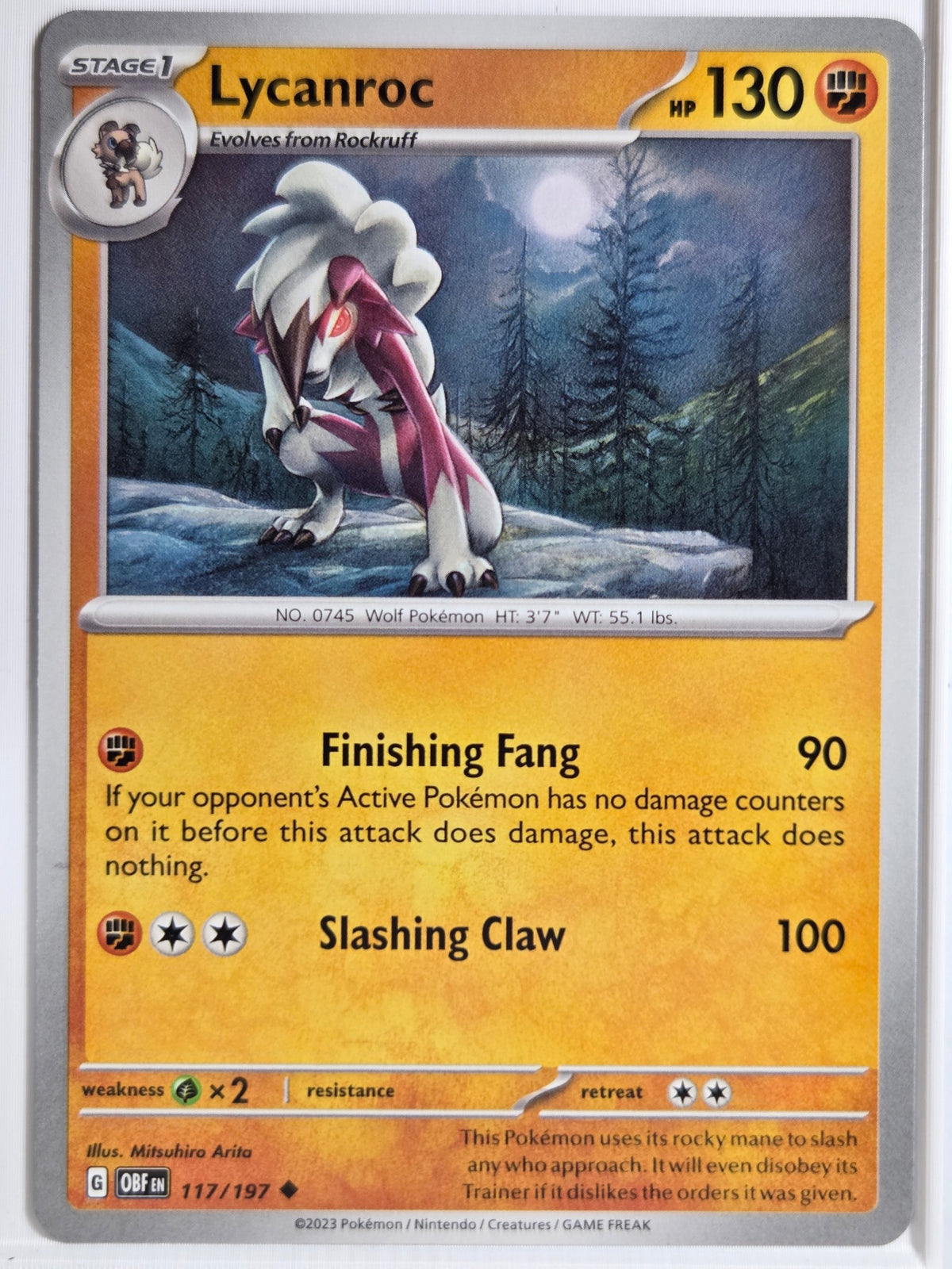 SV03: Obsidian Flames Lycanroc #117/197 Lightly played