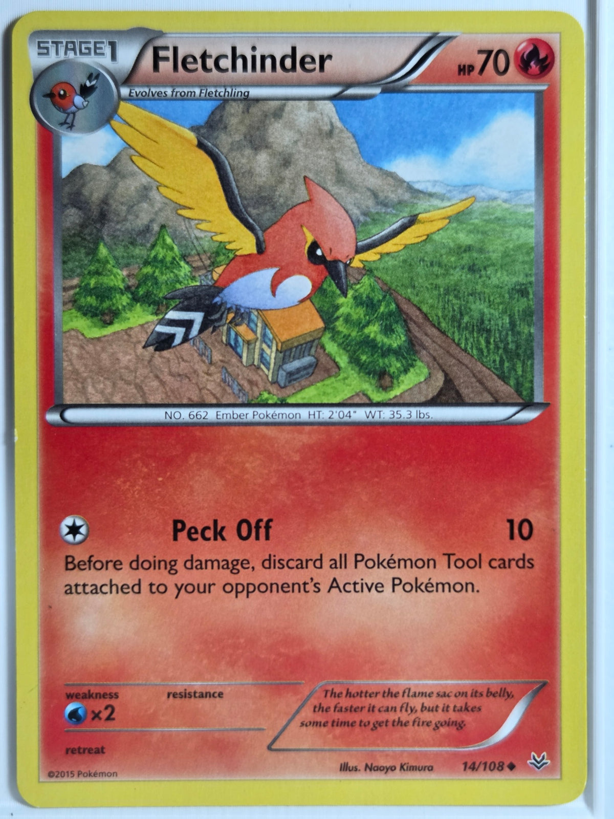 XY - Roaring Skies Fletchinder #14/108 Near Mint or Better