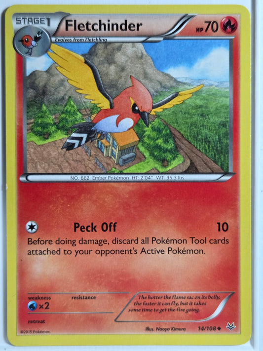 XY - Roaring Skies Fletchinder #14/108 Near Mint or Better