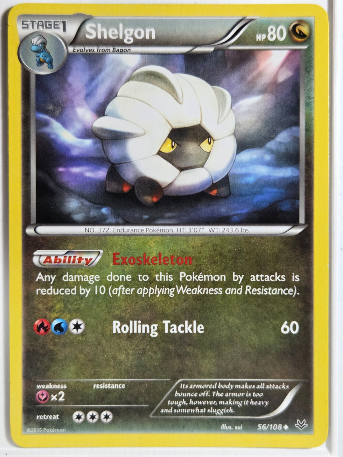 XY - Roaring Skies Shelgon #56/108 Near Mint or Better