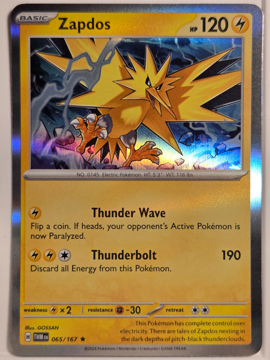 SV06: Twilight Masquerade Zapdos #065/167 Near Mint or Better